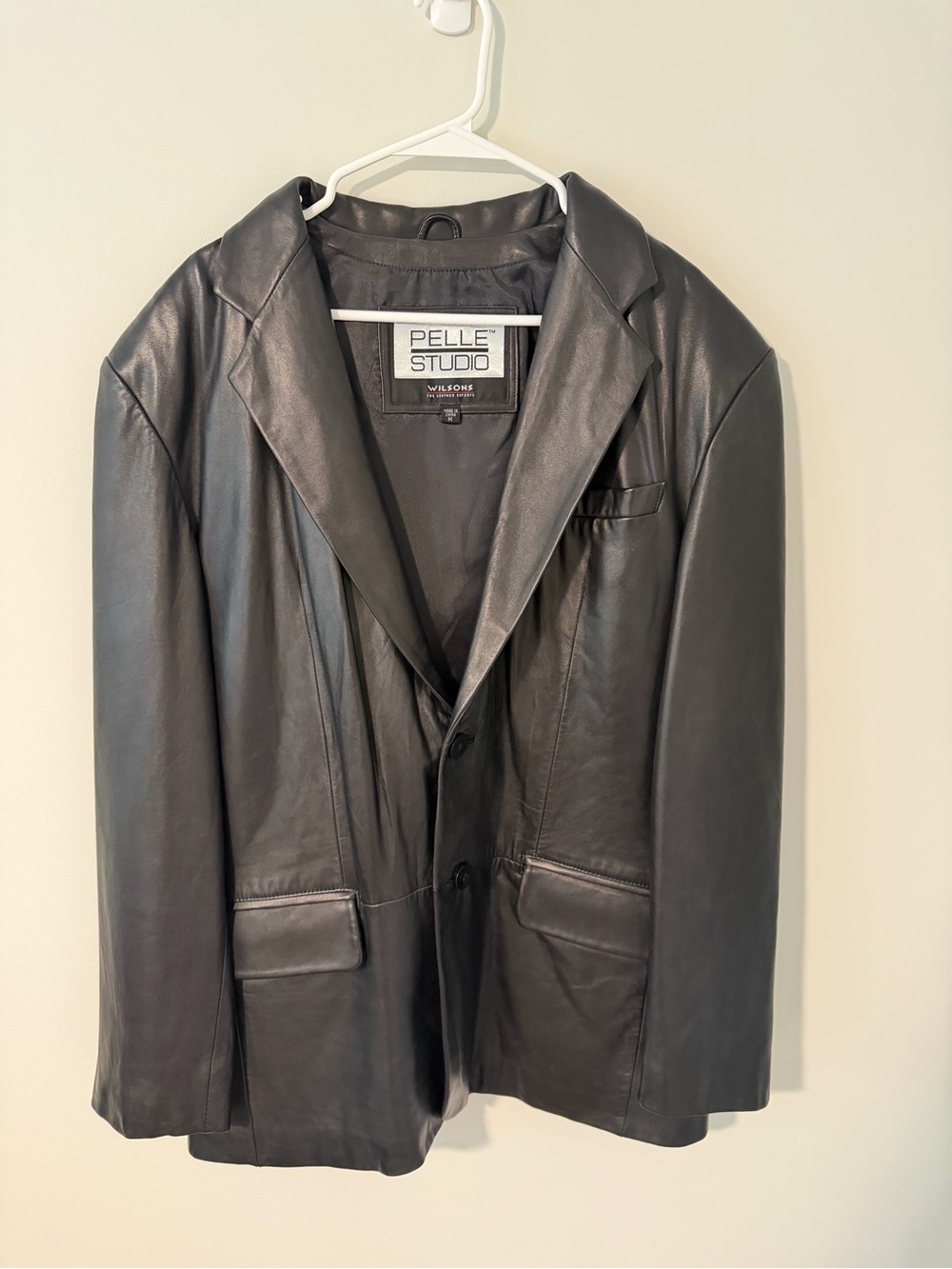 Wilsons Leather Pelle Studio Black Leather Blazer